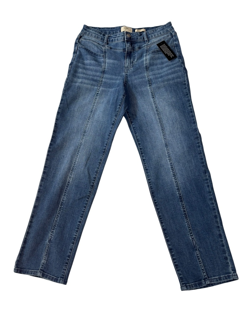 NWT, LOGO by Lori Goldstein, Straight-Leg Jeans with Front Seams, Size 8, Short